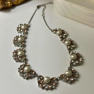 Sparkles! Silver and Pearl Floral Necklace